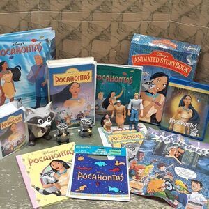 Pocahontas bundle VHS movie & DVD, books + 7 figures